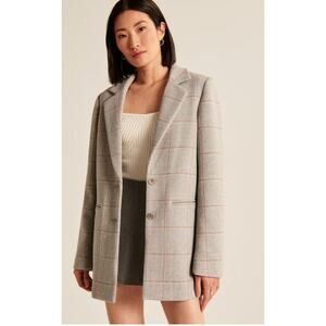 Abercrombie & Fitch gray plaid pea coat S tall